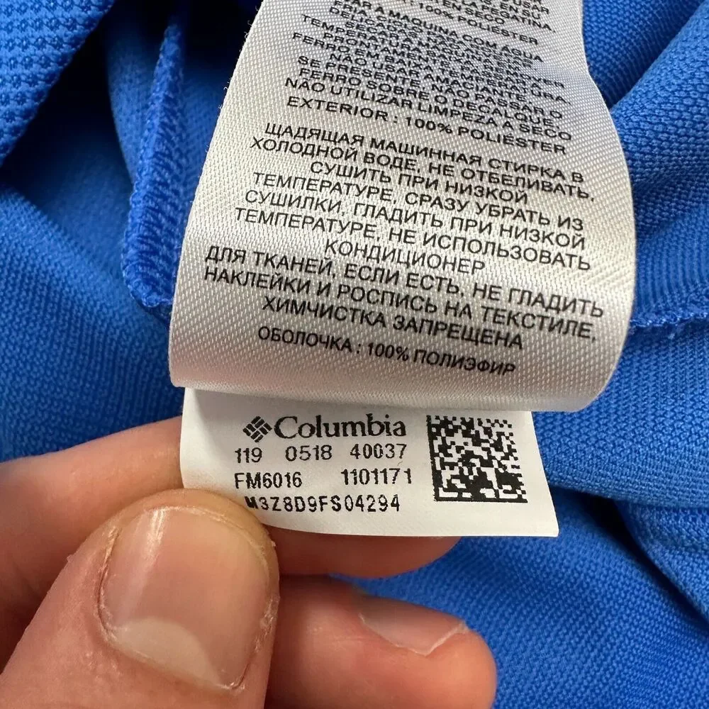Columbia PFG Omni Shade Perfect Cast Polo Shirt Mens XL Blue Short Sleeve Fish